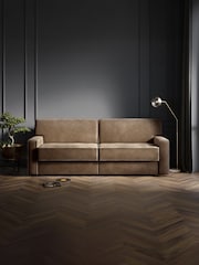 Jay-Be Luxe Velvet Cedar Mink Brown Linea 4 Seater Sofa Bed - Image 1 of 6