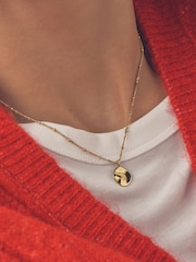 Gold Plated Sterling Silver Organic Disc Ball Chain Necklace - Image 3 of 6