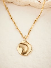 Gold Plated Sterling Silver Organic Disc Ball Chain Necklace - Image 5 of 6