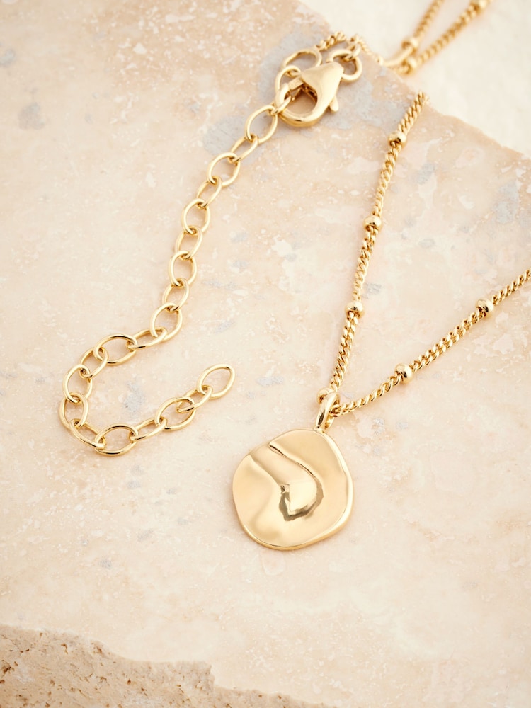 Gold Plated Sterling Silver Organic Disc Ball Chain Necklace - Image 6 of 6