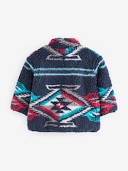 Navy Blue Patterned Zip Through Fleece (3mths-7yrs) - Image 6 of 9
