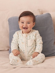 MORI Cream Cotton and Bamboo Peter Rabbit Clever Zip-Up Sleepsuit - Image 1 of 6