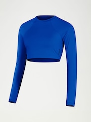 Speedo Blue Womens Solid Long Sleeve Crop Top - Image 6 of 6