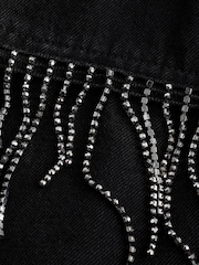 Washed Black Fringe Embellished Denim 100% Cotton Shirt - Image 6 of 6
