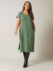 Evans Curve 100% Cotton Midi Dress - Image 2 of 5