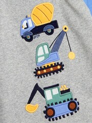 JoJo Maman Bébé Grey Marl Construction Vehicle Appliqué Motif Top - Image 3 of 3