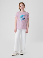 Gap Purple Dolphin Cotton Flippy Sequin Graphic Short Sleeve T-Shirt (4-13yrs) - Image 3 of 4