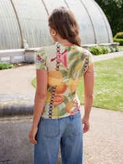 Obst- und Blumendruck - Kew Collection Kurzärmeliges Netz-Top - Bild 3 von 7