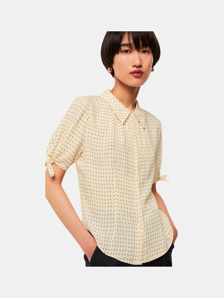 Whistles Cream Oval Spot Tie Sleeve Shirt - Image 1 of 5