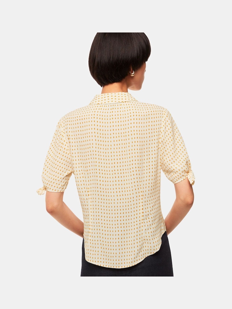 Whistles Cream Oval Spot Tie Sleeve Shirt - Image 2 of 5 Whistles Cream Oval Spot Tie Sleeve Shirt - Image 2 of 5