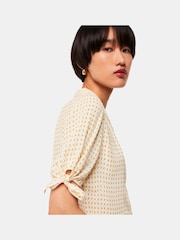 Whistles Cream Oval Spot Tie Sleeve Shirt - Image 3 of 5