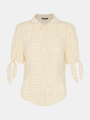 Whistles Cream Oval Spot Tie Sleeve Shirt - Image 5 of 5