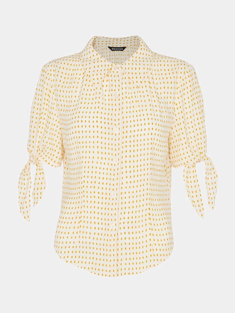 Whistles Cream Oval Spot Tie Sleeve Shirt - Image 5 of 5 Whistles Cream Oval Spot Tie Sleeve Shirt - Image 5 of 5