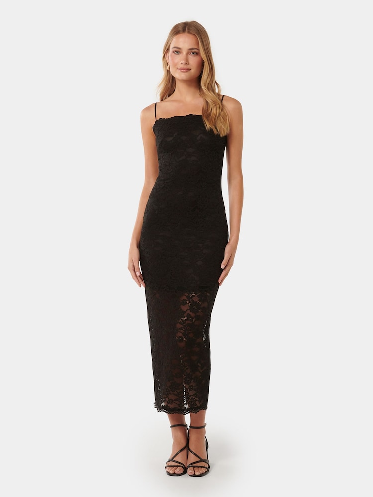 Forever New Black Angelica Lace Bodycon Midi Dress - Image 1 of 4
