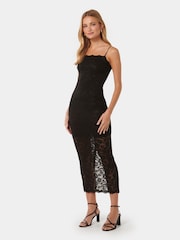 Forever New Black Angelica Lace Bodycon Midi Dress - Image 3 of 4