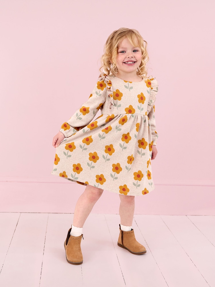 JoJo Maman Bébé Natural Floral Knitted Dress - Image 1 of 6