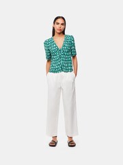 Whistles Green Linked Smudge Tie Front Top - Image 2 of 5