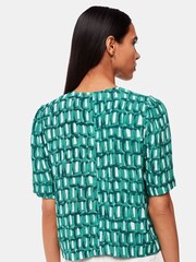 Whistles Green Linked Smudge Tie Front Top - Image 3 of 5