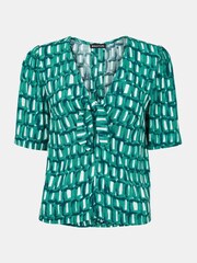 Whistles Green Linked Smudge Tie Front Top - Image 5 of 5