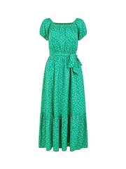 Mela Green Foil Print Bardot Midi Dress - Image 5 of 5