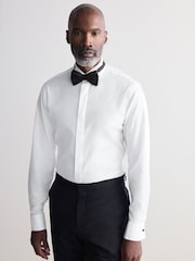 White Slim Fit Signature Egyptian Cotton Shirt and Silk Bow Tie Set - Image 1 of 8