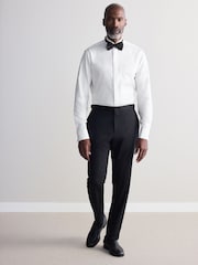 White Slim Fit Signature Egyptian Cotton Shirt and Silk Bow Tie Set - Image 2 of 8