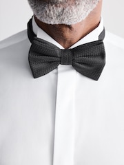 White Slim Fit Signature Egyptian Cotton Shirt and Silk Bow Tie Set - Image 4 of 8