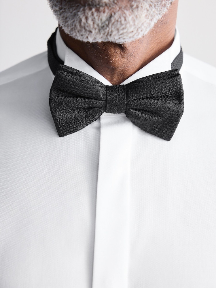 Blanc - Signature Coton égyptien Chemises et cravates Nœud de soie - Image 4 of 8