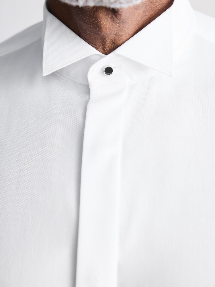 Blanc - Signature Coton égyptien Chemises et cravates Nœud de soie - Image 5 of 8