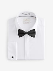 White Slim Fit Signature Egyptian Cotton Shirt and Silk Bow Tie Set - Image 6 of 8