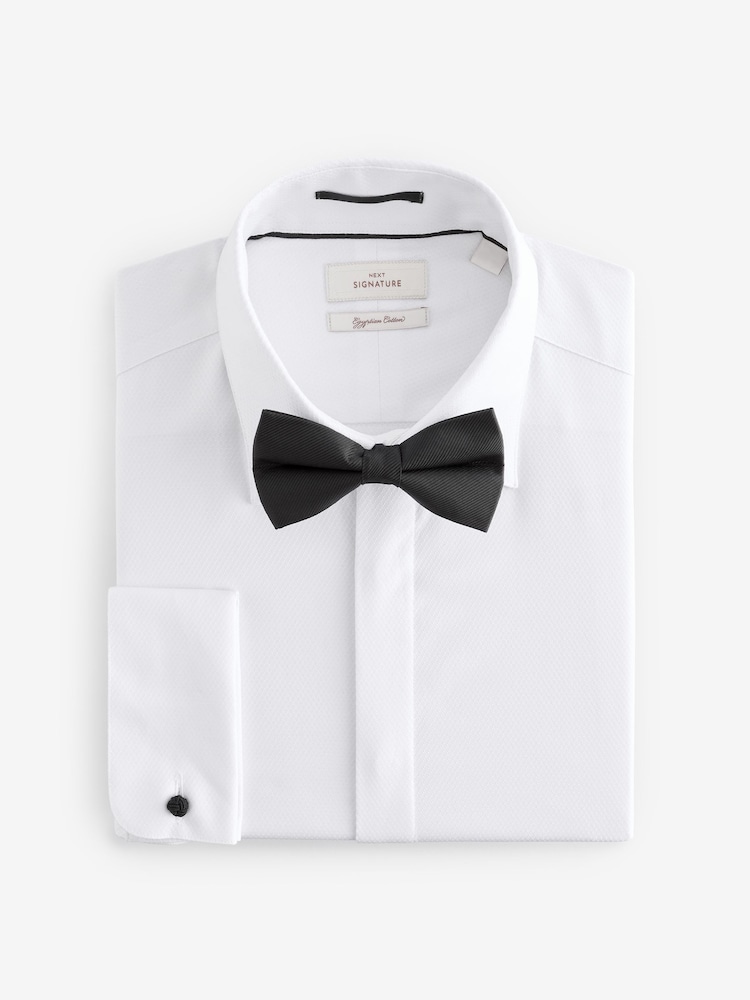 Blanc - Signature Coton égyptien Chemises et cravates Nœud de soie - Image 6 of 8