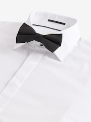 White Slim Fit Signature Egyptian Cotton Shirt and Silk Bow Tie Set - Image 7 of 8