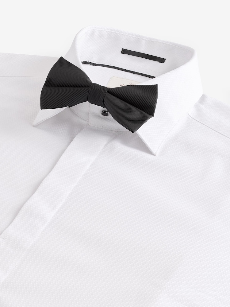 Blanc - Signature Coton égyptien Chemises et cravates Nœud de soie - Image 7 of 8