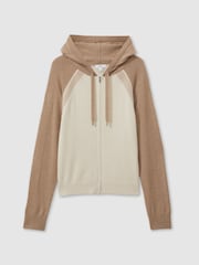 Reiss Camel/Ivory Ula Wool Blend Colourblock Hoodie - Image 2 of 5