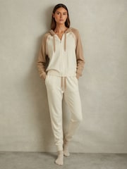 Reiss Camel/Ivory Ula Wool Blend Colourblock Hoodie - Image 3 of 5