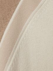 Reiss Camel/Ivory Ula Wool Blend Colourblock Hoodie - Image 5 of 5