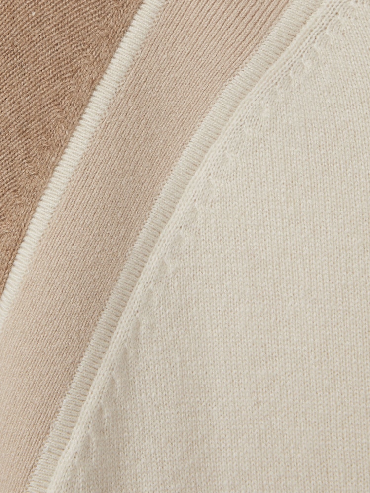 Reiss Camel/Ivory Ula Wool Blend Colourblock Hoodie - Image 5 of 5