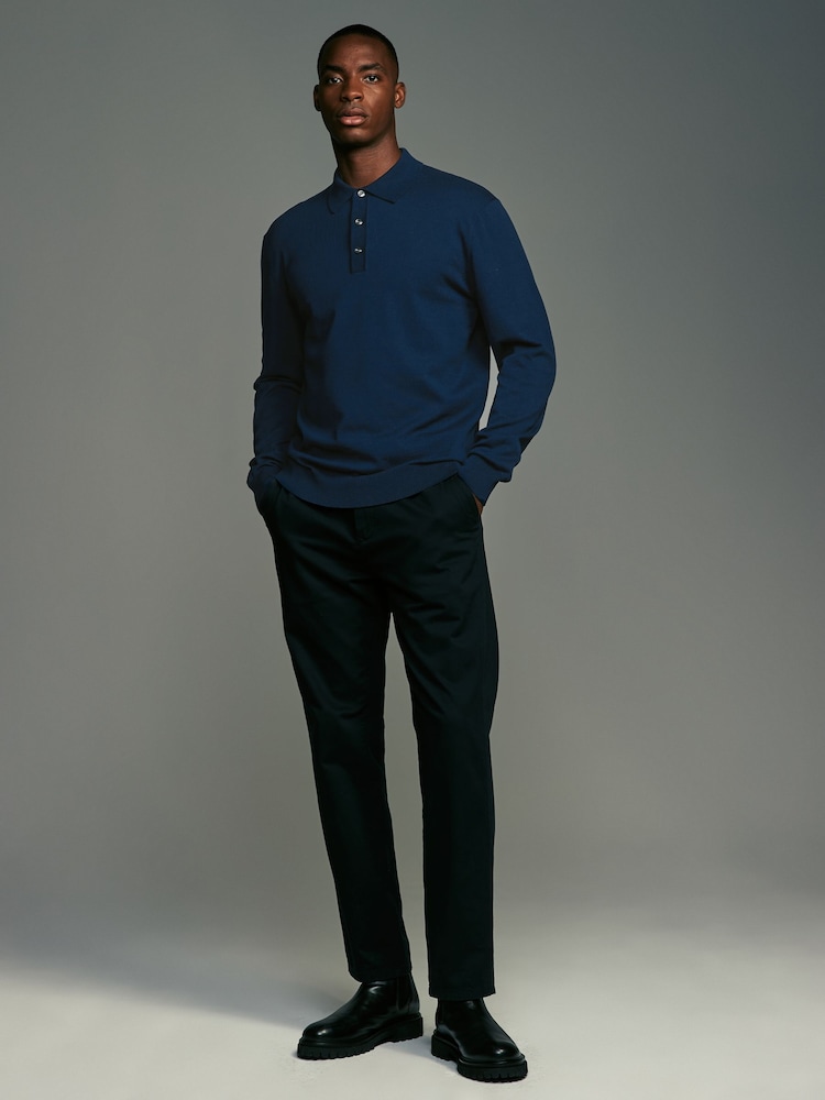 Noir/bleu marine - Manches longues Polos en tricot 2 Lot - Image 3 of 11