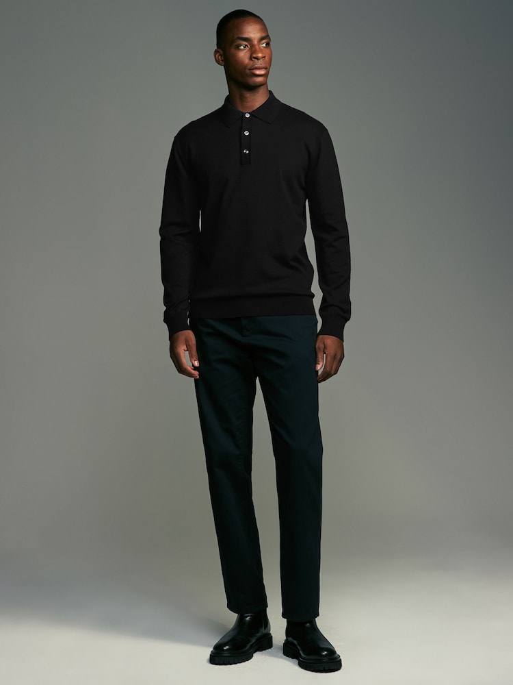 Noir/bleu marine - Manches longues Polos en tricot 2 Lot - Image 4 of 11