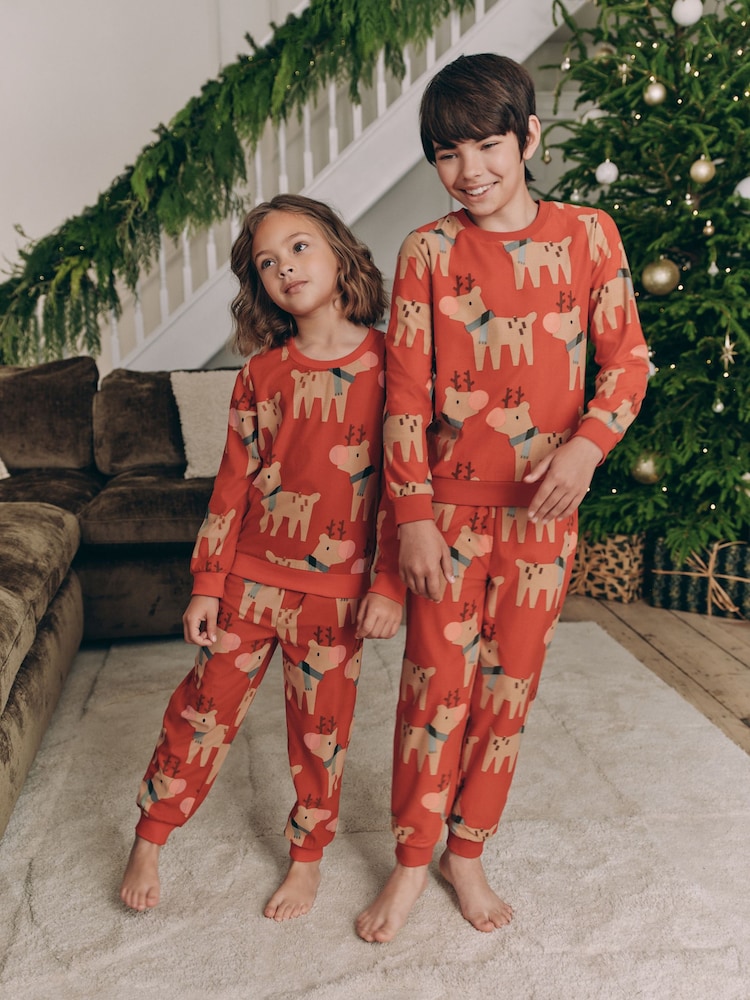 Red Matching Family Kids Christmas Reindeer Pyjamas (9mths-16yrs) - Image 1 of 13
