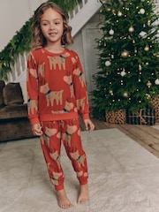 Red Matching Family Kids Christmas Reindeer Pyjamas (9mths-16yrs) - Image 5 of 13