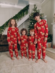 Red Matching Family Kids Christmas Reindeer Pyjamas (9mths-16yrs) - Image 7 of 13