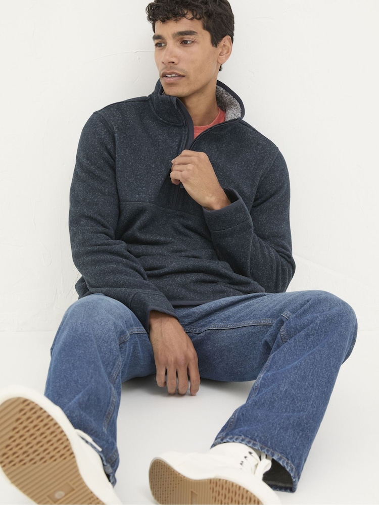 Marineblau/blau - FatFace Sweatshirt mit kurzem Reissverschluss - Bild 1 von 6 Marineblau/blau - FatFace Sweatshirt mit kurzem Reissverschluss - Bild 1 von 6