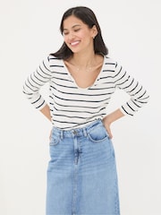 FatFace Porter White Stripe T-Shirt - Image 1 of 4