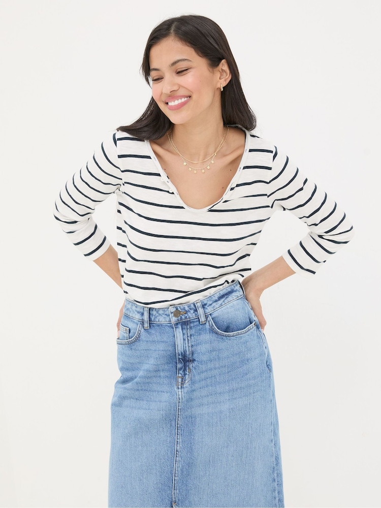 FatFace Porter White Stripe T-Shirt - Image 1 of 4