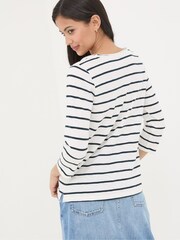 FatFace Porter White Stripe T-Shirt - Image 2 of 4