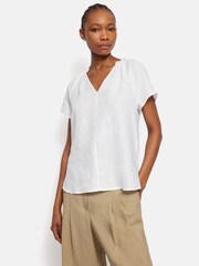 Jigsaw Blue Linen Shell Top - Image 1 of 5