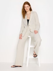 Long Tall Sally Natural LTS Tall Black Linen Blazer - Image 3 of 6