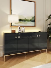 Frank Olsen Midnight Black Lyra Four Door SMART Large Sideboard - Image 1 of 9