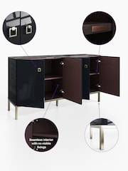 Frank Olsen Midnight Black Lyra Four Door SMART Large Sideboard - Image 4 of 9